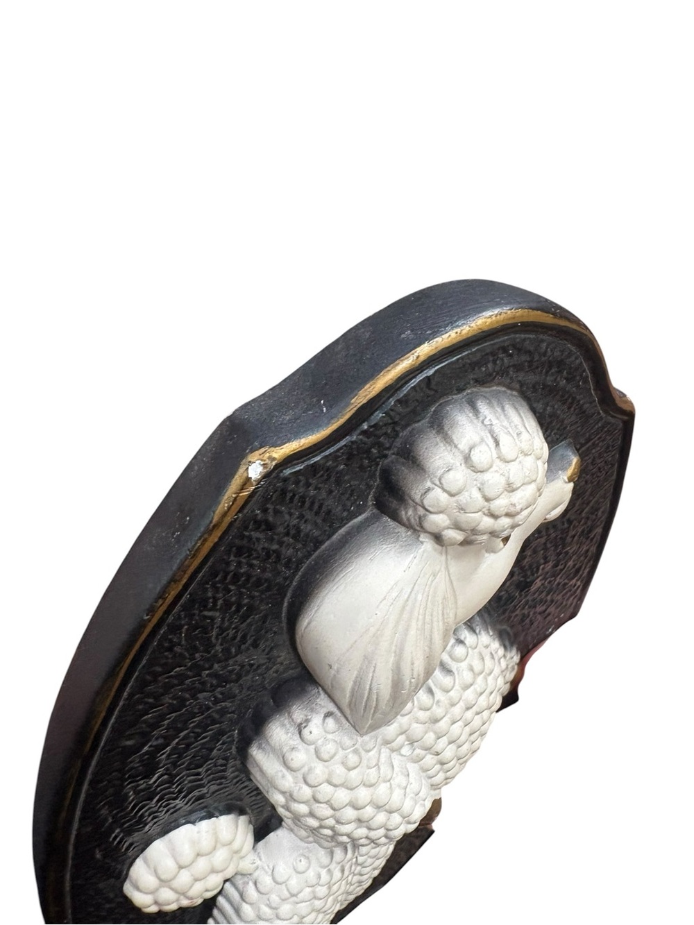 Vintage 60s White Poodle Black Wall Art Plaque Chalkware Dog - Picture 3 of 9